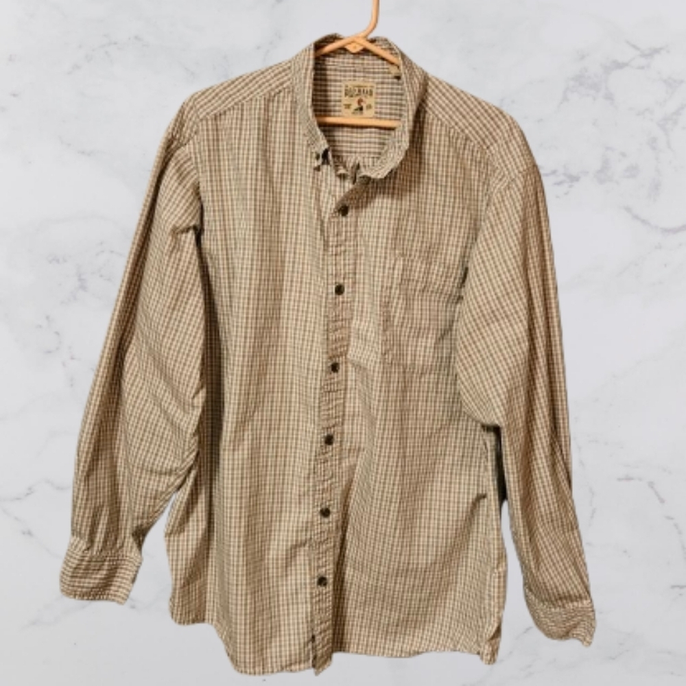 Red Head Brand Co. Mens XL tan checked casual dress shirt